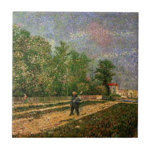 Paris Road with Peasant by Vincent van Gogh Tile