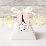 Paris Romance Bridal Shower Thank You Gift Tags<br><div class="desc">Attach these charming blush pink tags to your favours and thank your bridal shower guests in Parisian chic style. Tags feature an Eiffel Tower illustration with the guest of honour's name, event type and date, and reverse to our Paris Romance pattern featuring the Eiffel tower, macarons, bicycles, roses, birds, croissants...</div>