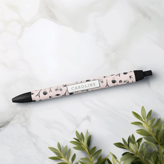 Paris Romance Personalized Black Ink Pen (Creator Uploaded)