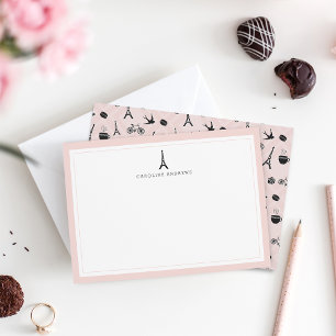 Paris Romance   Personalized Stationery Flat Card
