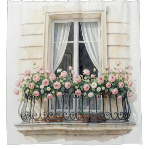 Paris Rose Balcony Watercolor