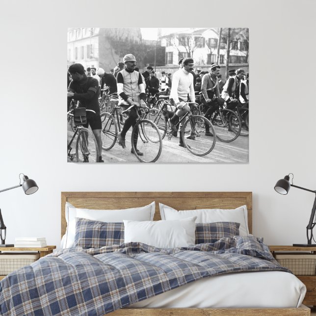 Paris-Roubaix Cycling Race 1907 Colour Redux Canvas Print (Insitu(Bedroom))