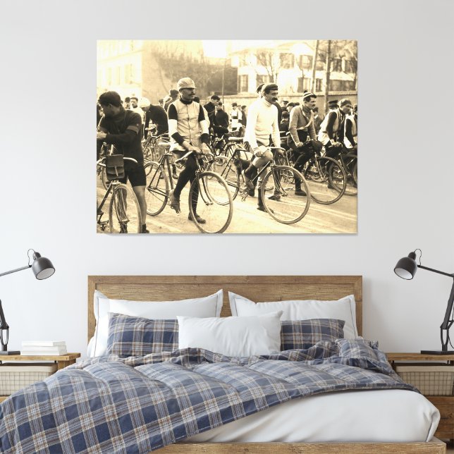 Paris-Roubaix Cycling Race 1907 Colour Redux Canvas Print (Insitu(Bedroom))