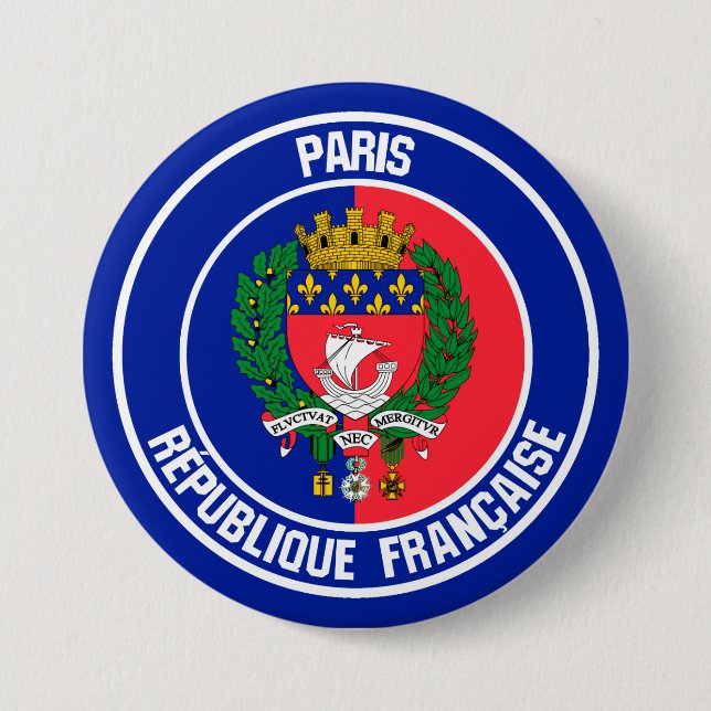 Paris Round Emblem 3 Inch Round Button (Front)