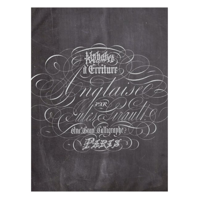 Paris rustic country chalkboard French Scripts Tablecloth (Front)