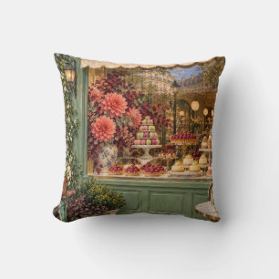 Paris Sage Patisserie Raspberry Cakes Throw Pillow