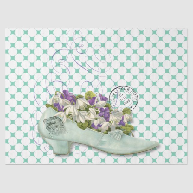 Paris shoe floral elegant woman's tissue paper (Front)