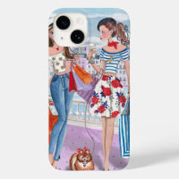 Paris Shopping Fashion Girls Chic Illustrated