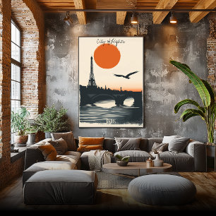 Paris Silhouettes - Eiffel Tower Reflections Poster