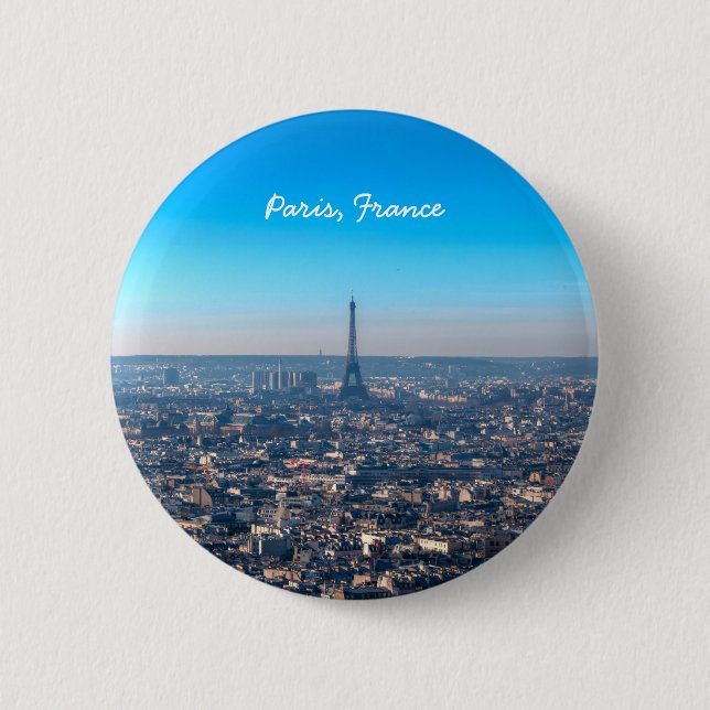 Paris Skyline 2 Inch Round Button (Front)