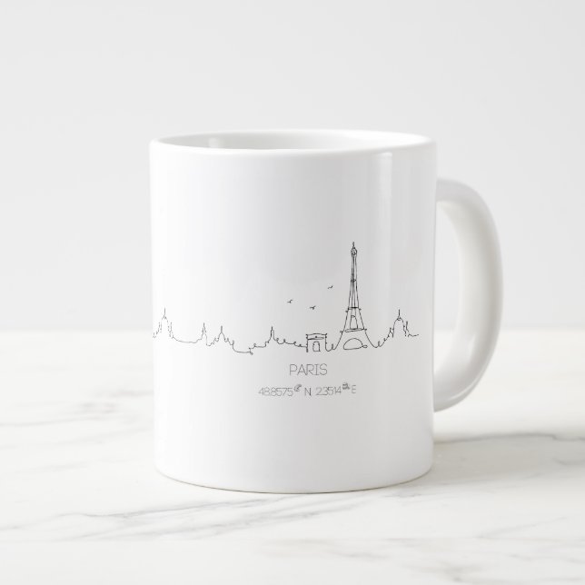 Paris skyline avec coordonnées mug (Devant droit)