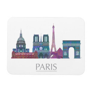 Paris Skyline Coloured Buildings Magnet