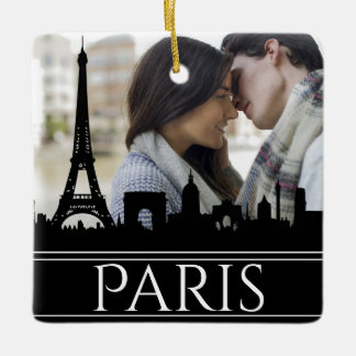 Paris Skyline Eiffel Tower Couples' Christmas Ceramic Ornament