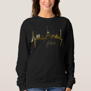 Paris Skyline Heartbeat Eiffel Tower France Heart Sweatshirt
