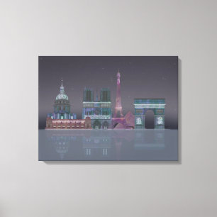Paris Skyline Night Reflections Canvas Print
