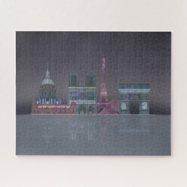 Paris Skyline Night Reflections Jigsaw Puzzle (Horizontal)