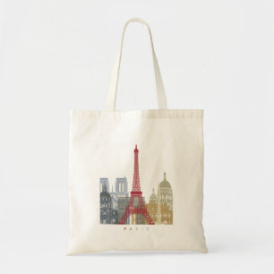 Paris skyline poster tote bag