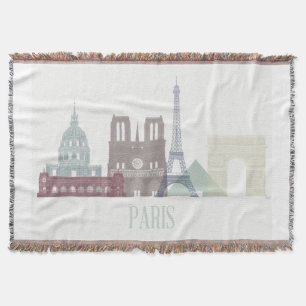Paris Skyline Throw Blanket