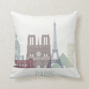 Paris Skyline Throw Pillow