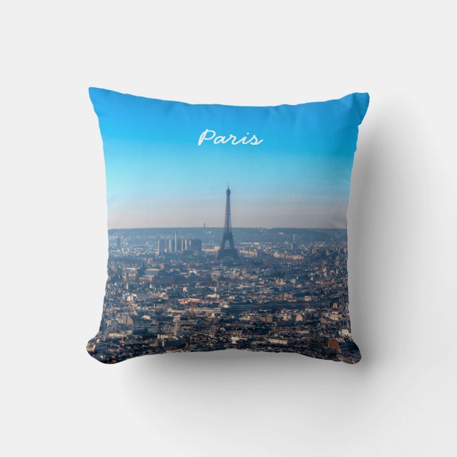 Paris Skyline Throw Pillow (Front)