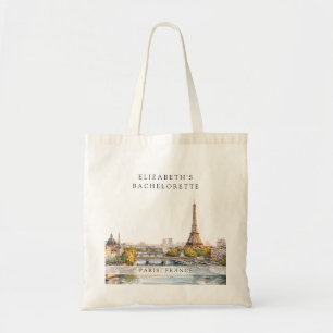 Paris Skyline Watercolor Bachelorette Weekend Tote Bag