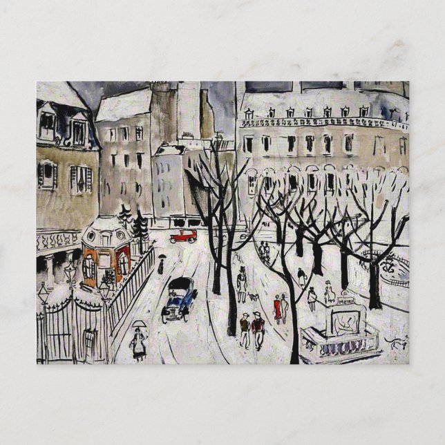 Paris Snow Scene, fine art painting Postcard (Front)