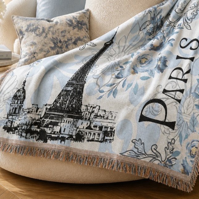 Paris sous couverture bleue frangée (Créateur téléchargé)