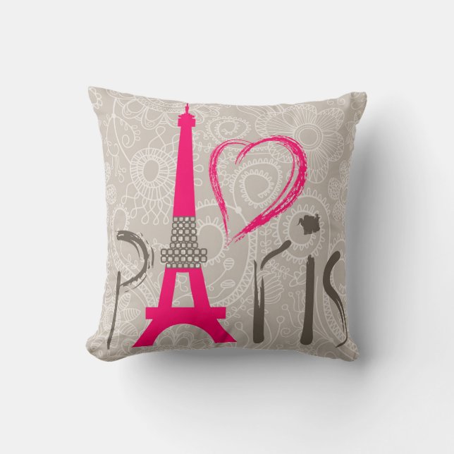 Paris Square Cotton Throw Pillow Case 16x16 (Front)