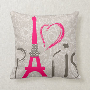 Paris Square Cotton Throw Pillow Case 16x16