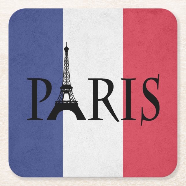 Paris Square Paper Coaster (Front)