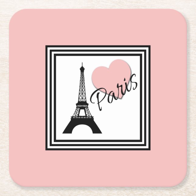 Paris Square Paper Coaster (Front)