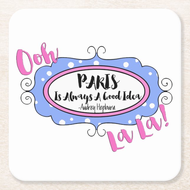“Paris” Square Paper Coaster (Front)