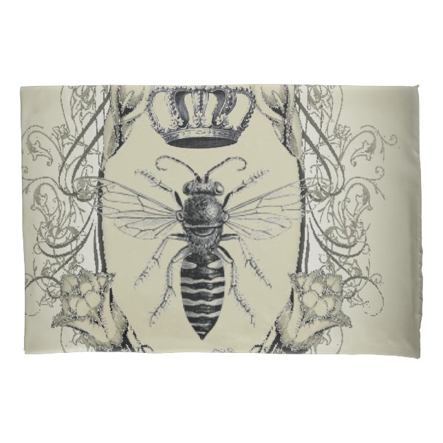 paris steampunk beekeeper french bee queen crown pillowcase (Front-Left)