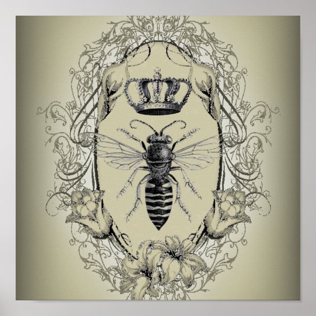 paris steampunk beekeeper french bee queen crown poster (Front)