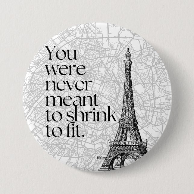 Paris Street Map & Eiffel Tower Quote Wall Art 3 Inch Round Button (Front)