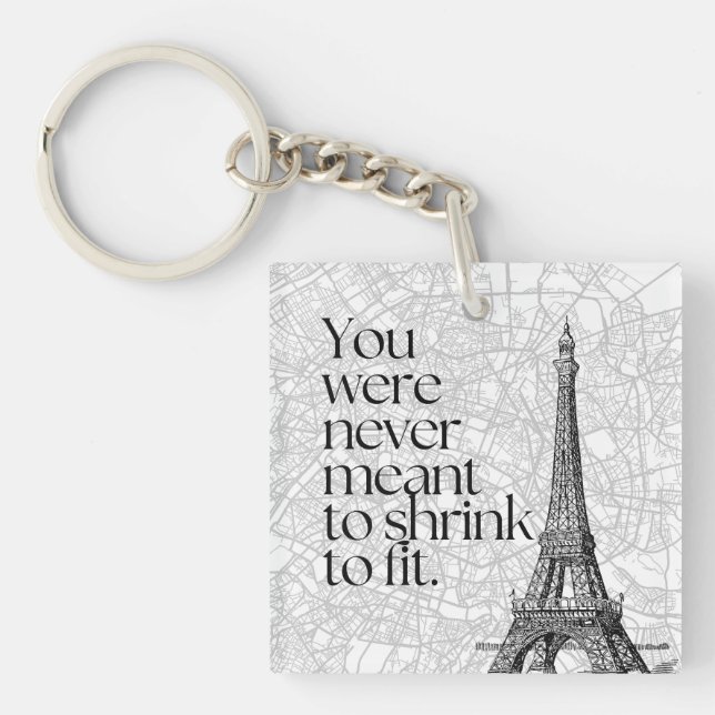 Paris Street Map & Eiffel Tower Quote Wall Art Keychain (Front)