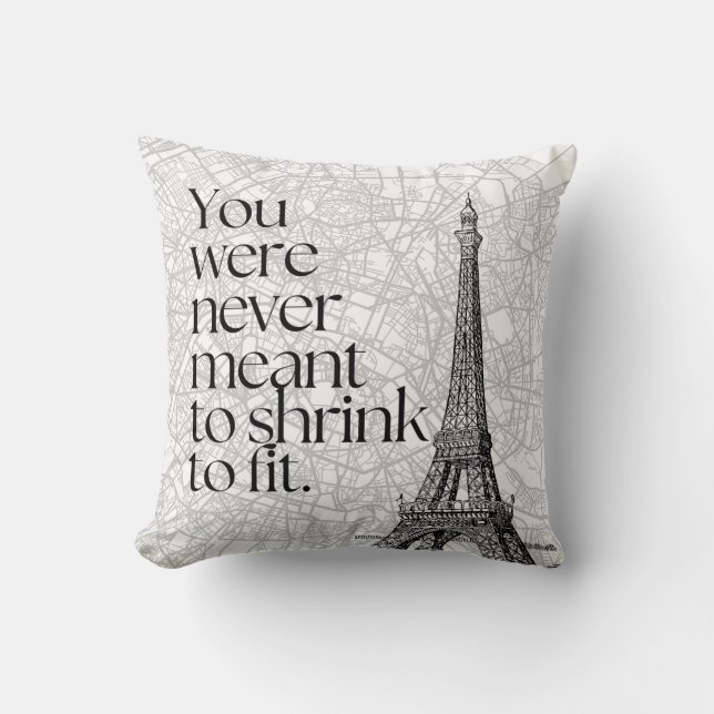 Paris Street Map & Eiffel Tower Quote Wall Art Throw Pillow (Front)