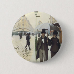 Paris Street, Rainy Day by Caillebotte 2 Inch Round Button