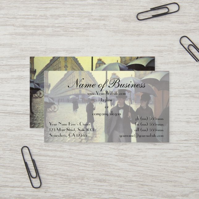 Paris Street, Rainy Day by Gustave Caillebotte Business Card (Front/Back In Situ)