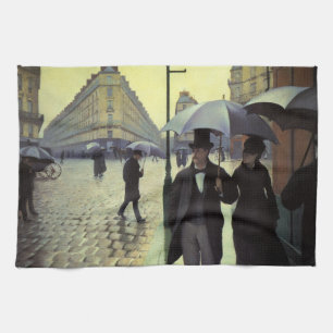 Paris Street Rainy Day by Gustave Caillebotte Kitchen Towel