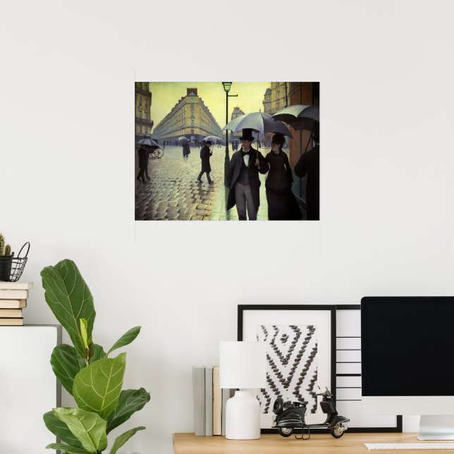 Paris Street Rainy Day by Gustave Caillebotte Poster (Home Office)