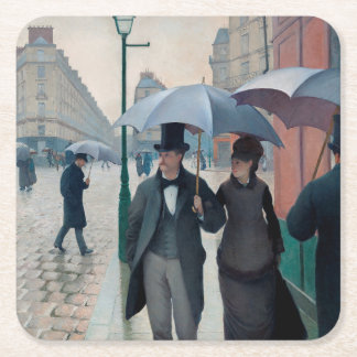 Paris Street Rainy Day by Gustave Caillebotte Square Paper Coaster