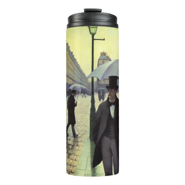 Paris Street Rainy Day by Gustave Caillebotte Thermal Tumbler (Front)