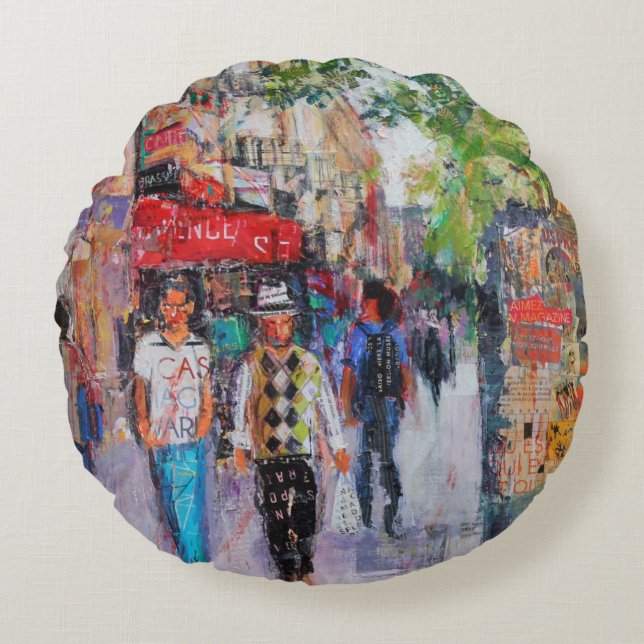 Paris Street Round Pillow (Front)