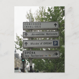 Paris Street Sign, France Postcard