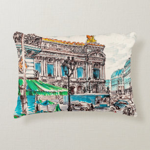  Paris street view of the theatre Wicked cafe pede Accent Pillow