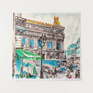 Paris street view of the theatre Wicked cafe pede Tapestry