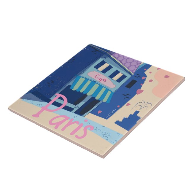 Paris Street vintage cartoon Tile (Side)
