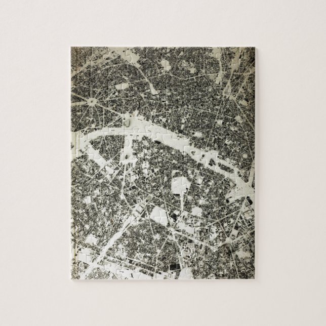 Paris Streets and Buildings Vintage Map Jigsaw Puzzle (Vertical)