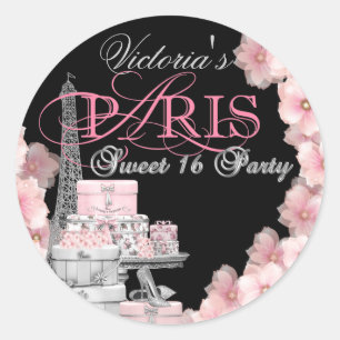 Paris Sweet 16 Birthday Party Classic Round Sticker